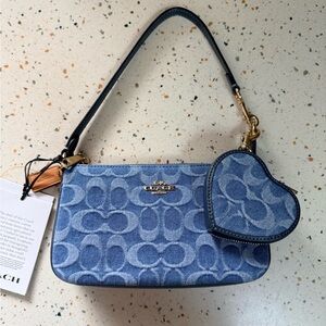 Coach Blue Denim Nolita Shoulder Bag & Heart Bag Charm NWT